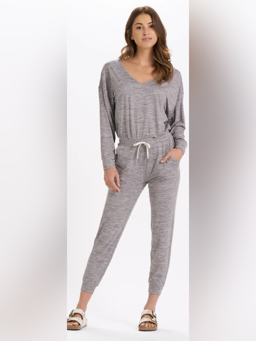 Vuori Jumpsuit Lux Clay Gray Heather Women Small Performance Long Sleeve